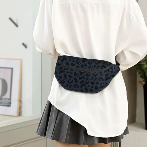 BHAHB Fanny Pack حزام حقيبة كروسبودي حقيبة بوم حقيبة الخصر مع 2 جيوب بسحاب للنساء حزمة الخصر للمشي لمسافات طويلة والجري والسفر وركوب الدراجات وعارضة الأزرق الأسود الأرجواني نمط الفهد الفهد in Kuwait