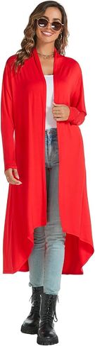 AvaCostume Womens Casual Lightweight Drae Long Sleeves Cardigan Front Open Maxi Dusters in Saudi Arabia