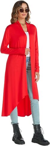 AvaCostume Womens Casual Lightweight Drae Long Sleeves Cardigan Front Open Maxi Dusters in Saudi Arabia