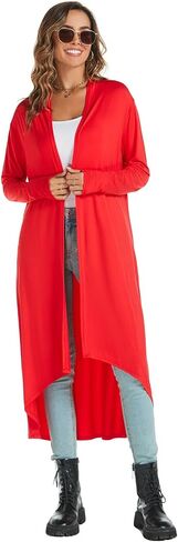 AvaCostume Womens Casual Lightweight Drae Long Sleeves Cardigan Front Open Maxi Dusters in Saudi Arabia