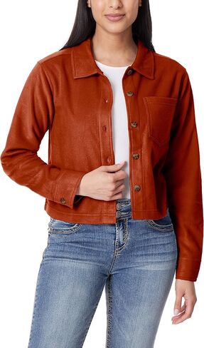 WallFlower Women's Chloe Polar Cozy Fleece Boyfriend Spring, Summer and Fall Light Shacket Jackets in Kuwait