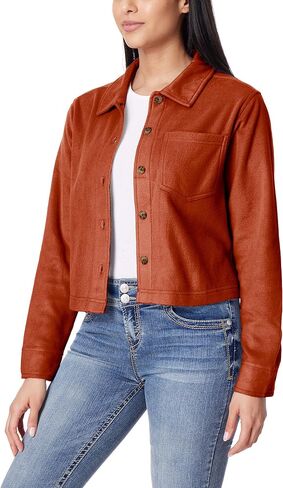 WallFlower Women's Chloe Polar Cozy Fleece Boyfriend Spring, Summer and Fall Light Shacket Jackets in Kuwait