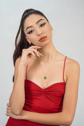 Margraf Di S925 Silver Gradient Ramp Rhombus Enamel Process Pendant Necklace for Women Girls 18K Yellow Gold Plated 17.72+1.97inch Chain Lattice Pattern Jewelry in Saudi Arabia