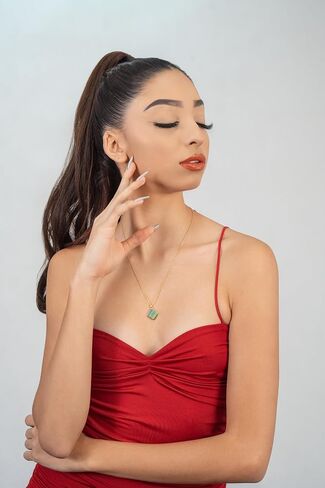 Margraf Di S925 Silver Gradient Ramp Rhombus Enamel Process Pendant Necklace for Women Girls 18K Yellow Gold Plated 17.72+1.97inch Chain Lattice Pattern Jewelry in Saudi Arabia