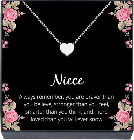 هدايا عيد الميلاد sheridanStar لابنة أخت، قلادة مجوهرات على شكل قلب صغير هدية من العمة أو العم ''أنت شجاع، أذكى، أقوى، هدايا عيد ميلاد محبوبة لابنة أخت in Kuwait