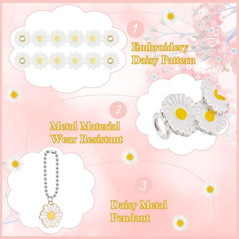 Cindeer 6 Pieces Roller Skate Shoes Charm Clips Skate Shoes Lace Daisies Accessories for Girls Women Kids Sneakers Skate Shoelaces Daisies Clips Decorations and Set Casual Shoes Birthday Party Decor in Saudi Arabia