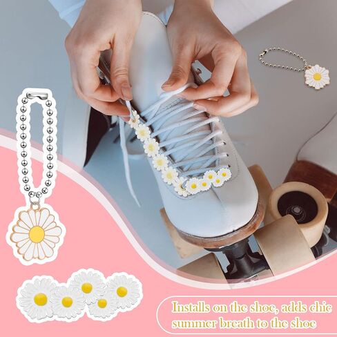 Cindeer 6 Pieces Roller Skate Shoes Charm Clips Skate Shoes Lace Daisies Accessories for Girls Women Kids Sneakers Skate Shoelaces Daisies Clips Decorations and Set Casual Shoes Birthday Party Decor in Saudi Arabia