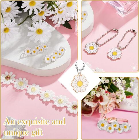 Cindeer 6 Pieces Roller Skate Shoes Charm Clips Skate Shoes Lace Daisies Accessories for Girls Women Kids Sneakers Skate Shoelaces Daisies Clips Decorations and Set Casual Shoes Birthday Party Decor in Saudi Arabia