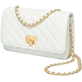 Women Shoulder Bag Grid Crossbody Handbag Daily Leather Stylish Evening Chain Bag