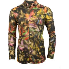 DBAZUKK Mens Casual Shirts Button Down Long Sleeve Shirt Luxury Printed Soft Silk Like Stretchy Dress Shirts Hipster