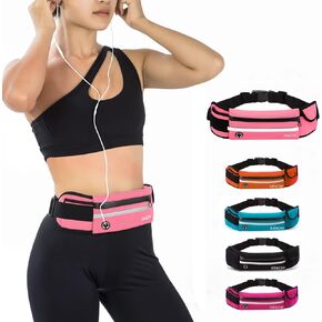 Jueachy Running Belts for Women Waterproof Fanny Pack Running Waist Pouch Phone holder Adjustable Sports Money Belt with Headphone Port
