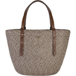 Eric Javits Eureka Squishee Straw Tote Bag for Women - Straw Beach Bags for Women with Zippered Small Canvas Tote Bag Pouch