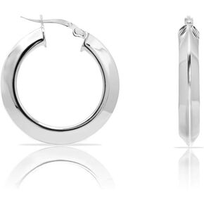 أقراط حلقية من الفضة الإسترلينية مع تصميم أنبوب مثلث in Kuwait