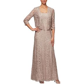Alex Evenings Women's Plus Size Two-Piece Set with Long Dress and Jacket