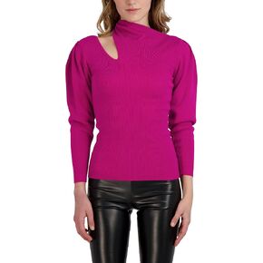 BCBGeneration Women's Fitted Long Sleeve Sweater Asymmetrical Neck Cutout Top in Saudi Arabia