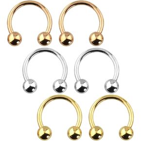 Forbidden Body Jewelry 6pc Value Pack 14G-16G Surgical Steel Horseshoe/CBR Ring for Septum, Cartilage & More in Saudi Arabia