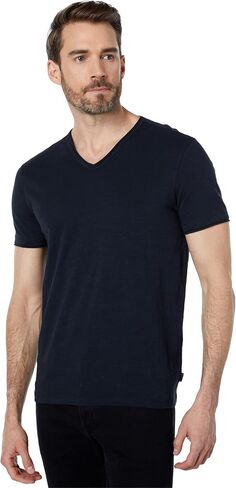 John Varvatos Star USA Men's Miles Short Sleeve Slub V-Neck with Cut Raw Edge in Saudi Arabia