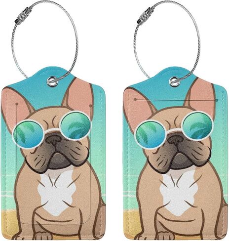 Baseball Texture Luggage Tag Privacy Cover Id Card Stainless Steel Loop Leather Travel Baggage Identifiers Tags Luggage for Women Men Suitcase Name Lable Card (2pcs) in Saudi Arabia