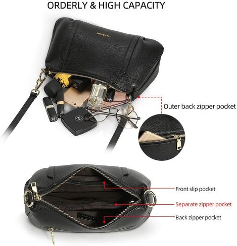 DORIS&JACKY Leather Shoulder Handbags For Women Medium Designer Crossbody Purse And Bags With Two Detachable Straps in Saudi Arabia