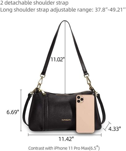 DORIS&JACKY Leather Shoulder Handbags For Women Medium Designer Crossbody Purse And Bags With Two Detachable Straps in Saudi Arabia