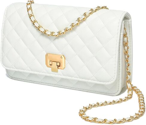 Women Shoulder Bag Grid Crossbody Handbag Daily Leather Stylish Evening Chain Bag in Saudi Arabia