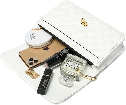 Women Shoulder Bag Grid Crossbody Handbag Daily Leather Stylish Evening Chain Bag in Saudi Arabia