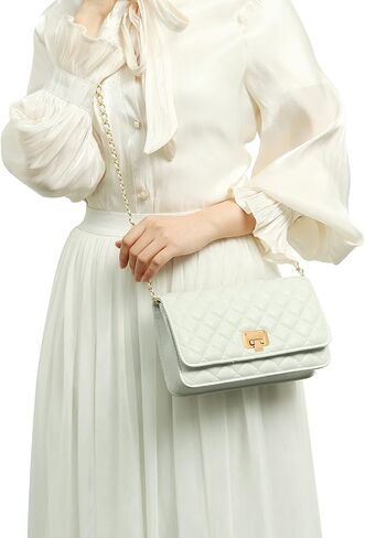 Women Shoulder Bag Grid Crossbody Handbag Daily Leather Stylish Evening Chain Bag in Saudi Arabia