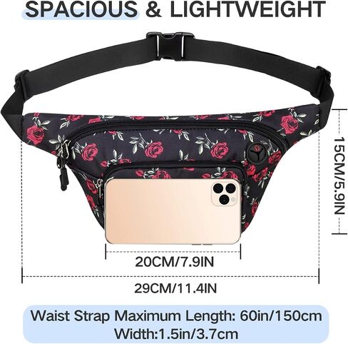 Fanny Pack، حقيبة VASCHY ذات 4 أكمام بسحاب وحزام الخصر وحقيبة الورك للنساء مع حزام طويل جدًا بطول 60 بوصة باللون الأرجواني in Kuwait