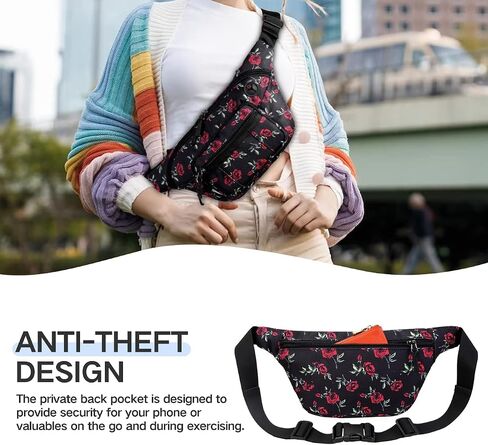 Fanny Pack، حقيبة VASCHY ذات 4 أكمام بسحاب وحزام الخصر وحقيبة الورك للنساء مع حزام طويل جدًا بطول 60 بوصة باللون الأرجواني in Kuwait
