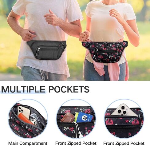 Fanny Pack، حقيبة VASCHY ذات 4 أكمام بسحاب وحزام الخصر وحقيبة الورك للنساء مع حزام طويل جدًا بطول 60 بوصة باللون الأرجواني in Kuwait