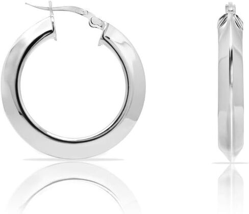 أقراط حلقية من الفضة الإسترلينية مع تصميم أنبوب مثلث in Kuwait