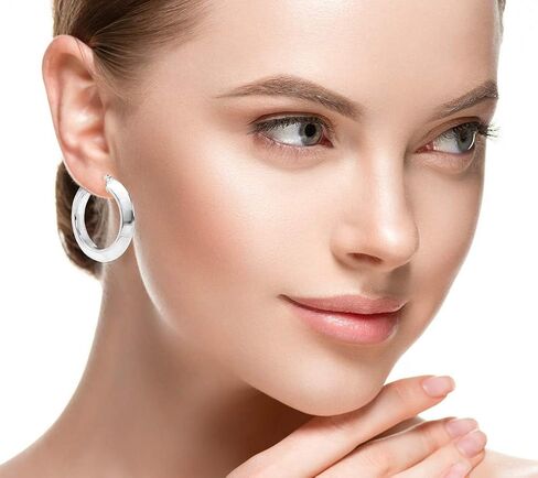 أقراط حلقية من الفضة الإسترلينية مع تصميم أنبوب مثلث in Kuwait