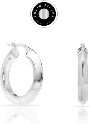 أقراط حلقية من الفضة الإسترلينية مع تصميم أنبوب مثلث in Kuwait