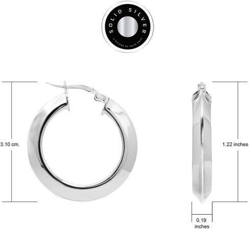 أقراط حلقية من الفضة الإسترلينية مع تصميم أنبوب مثلث in Kuwait