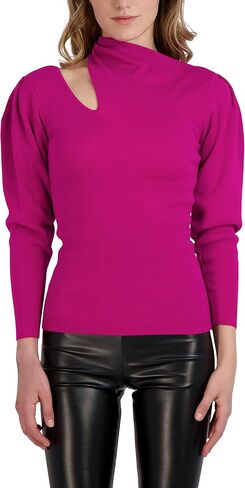 BCBGeneration Women's Fitted Long Sleeve Sweater Asymmetrical Neck Cutout Top in Saudi Arabia