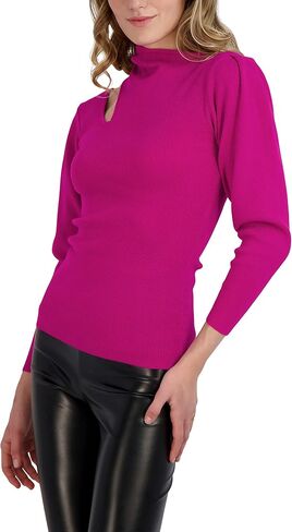 BCBGeneration Women's Fitted Long Sleeve Sweater Asymmetrical Neck Cutout Top in Saudi Arabia