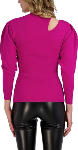 BCBGeneration Women's Fitted Long Sleeve Sweater Asymmetrical Neck Cutout Top in Saudi Arabia