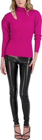 BCBGeneration Women's Fitted Long Sleeve Sweater Asymmetrical Neck Cutout Top in Saudi Arabia