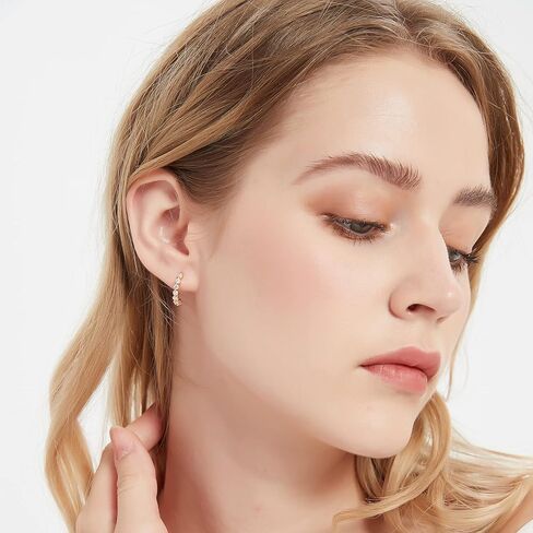 EAMTI 925 Sterling Silver Stud Earrings for Women Emerald Hear Cut Cubic Zirconia CZ Stud Earrings 18K Gold Plated Stud Earrings Men Hypoallergenic in Kuwait