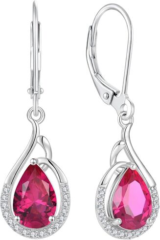 Starchenie Teardrop Dangle Drop Earrings 925 Sterling Silver Pear Birthstones Leverback Earrings Gift for Women in Kuwait