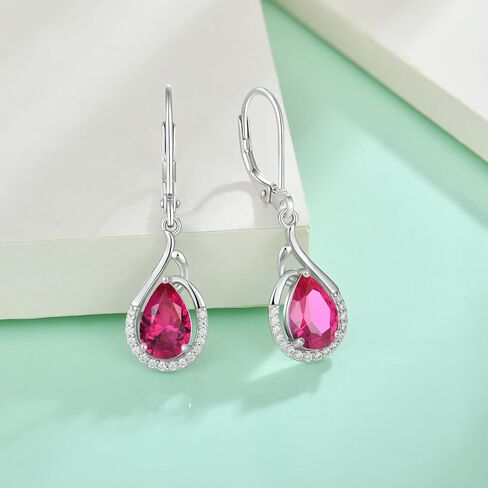 Starchenie Teardrop Dangle Drop Earrings 925 Sterling Silver Pear Birthstones Leverback Earrings Gift for Women in Kuwait