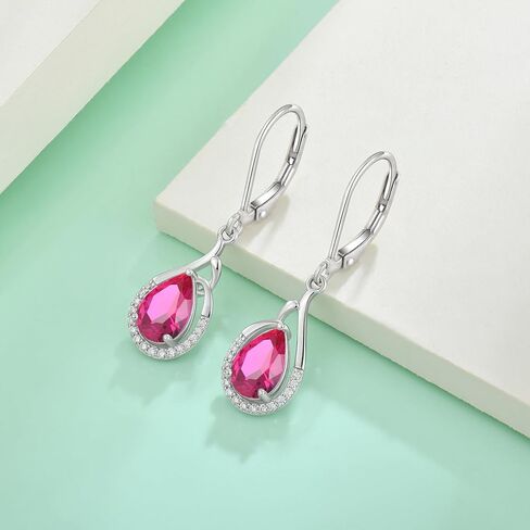 Starchenie Teardrop Dangle Drop Earrings 925 Sterling Silver Pear Birthstones Leverback Earrings Gift for Women in Kuwait