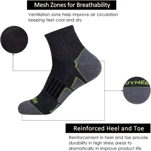 JOYNÉE Men's 6 Pack Athletic Performance Cushion Ankle Running Quarter Socks in Saudi Arabia