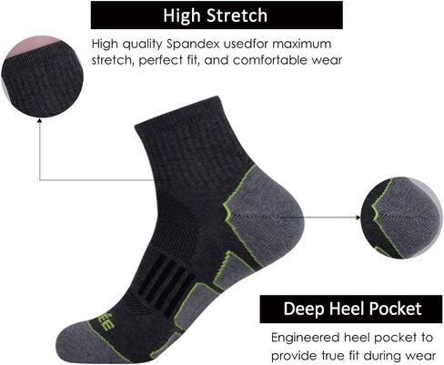 JOYNÉE Men's 6 Pack Athletic Performance Cushion Ankle Running Quarter Socks in Saudi Arabia