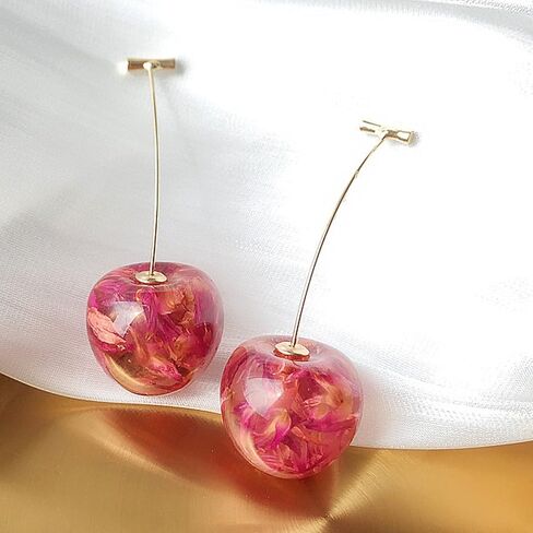 Cherry Earrings for Women 3D Red Crystal Simulation Cherry Drop Earrings Sweet and Lovely Light Weight Fruit Earrings Tassel Earrings Jewelry Gift in Kuwait