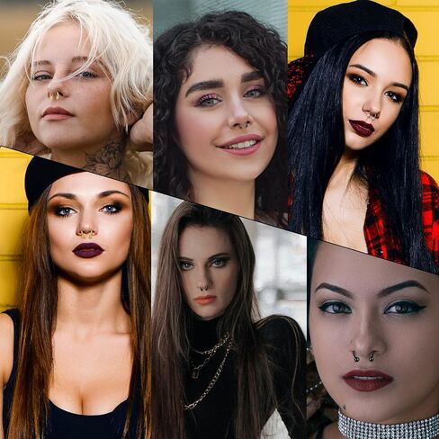 SONNYX 12 جهاز كمبيوتر شخصى 16G حلقات الحاجز للنساء الرجال الفولاذ المقاوم للصدأ مترابطة داخليا حدوة الحصان الحاجز هوب الحلزون Daith الغضروف الزنمة أقراط ثقب المجوهرات in Kuwait