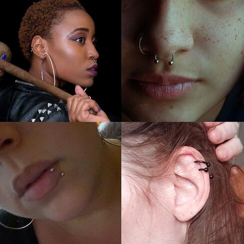 SONNYX 12 جهاز كمبيوتر شخصى 16G حلقات الحاجز للنساء الرجال الفولاذ المقاوم للصدأ مترابطة داخليا حدوة الحصان الحاجز هوب الحلزون Daith الغضروف الزنمة أقراط ثقب المجوهرات in Kuwait