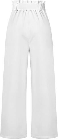 Megfie Casual Women's High Waist Wide Leg Long Palazzo Pants Business Trousers with Belt in Kuwait