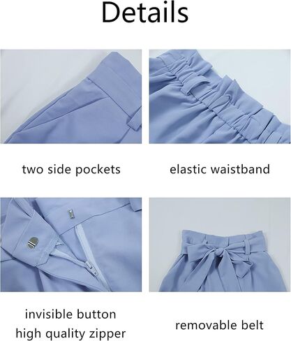 Megfie Casual Women's High Waist Wide Leg Long Palazzo Pants Business Trousers with Belt in Kuwait