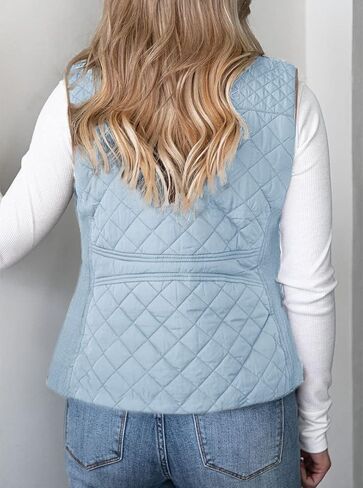 ميراكودا سترة نسائية مبطنة بياقة واقفة خفيفة الوزن ملابس خارجية كاجوال بسحاب جيب مبطن للنساء، لون ازرق فاتح، مقاس S in Kuwait